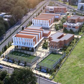3D aerial rendering of houses