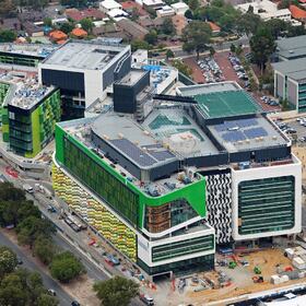 3D aerial rendering of a children's hospital