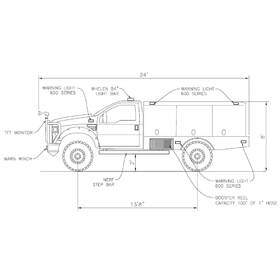 2D CAD fire truck drafting