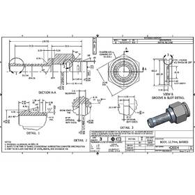 2D to 3D CAD drawing of a connector piece